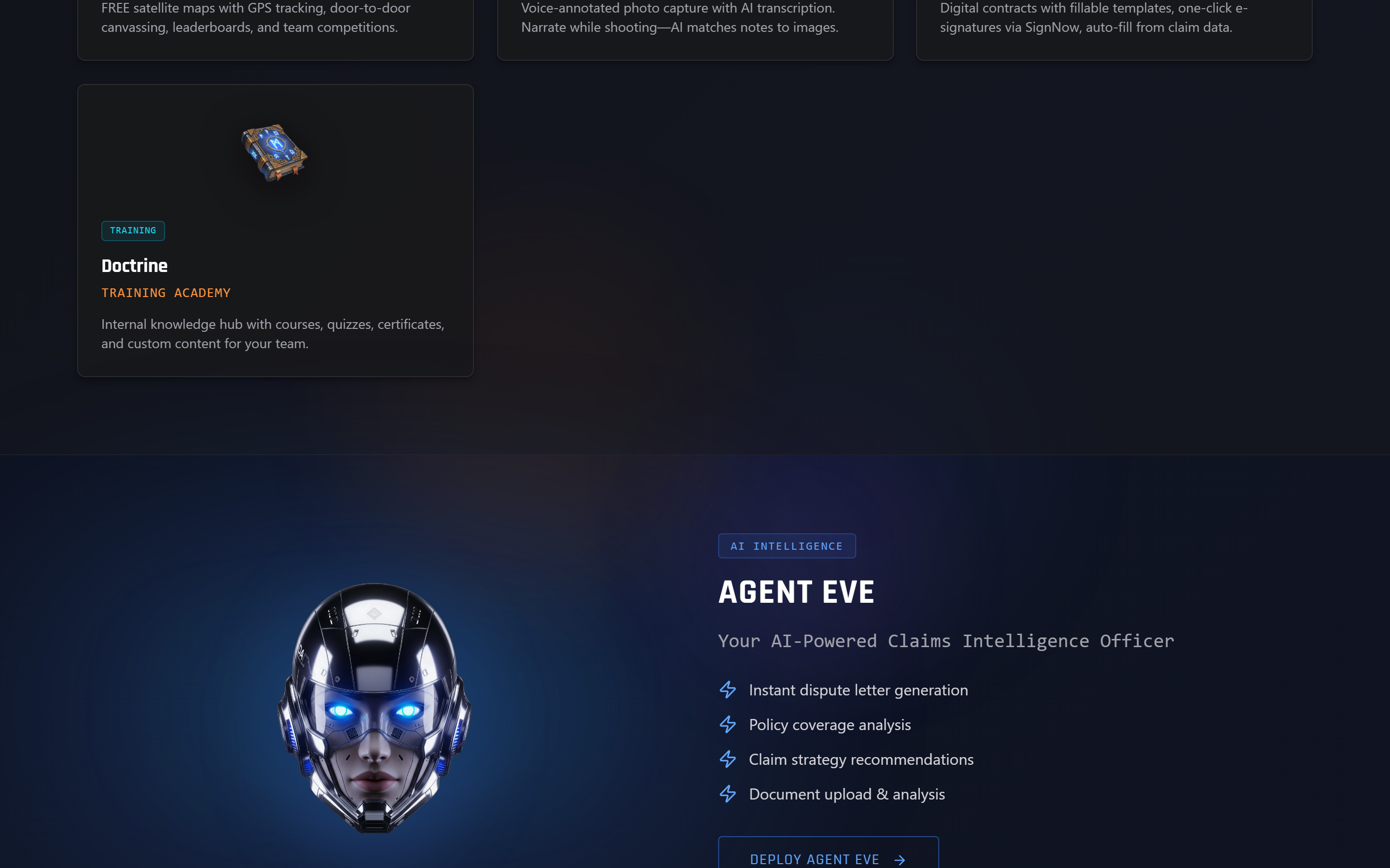 Agent Eve — AI-powered Claims Intelligence Officer with dispute letter generation, policy coverage analysis, claim strategy recommendations, and document analysis capabilities